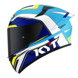 Kask Motocyklowy KYT TT-COURSE GRAND PRIX biały/jasny niebieski - 2XL