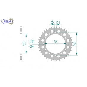 AFAM Zębatka tylna aluminiowa do łańcucha 520 kod 17404-48