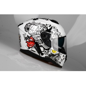 Kask Motocyklowy LAZER RAFALE EVO Stickerbomb (kol. Biały - Czarny - Srebrny - Czerwony) rozm. 2XL