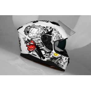 Kask Motocyklowy LAZER RAFALE EVO Stickerbomb (kol. Biały - Czarny - Srebrny - Czerwony) rozm. 2XL