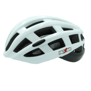 Kask rowerowy ROXAR STREET biało czarny (połysk) rozm.L (58-61cm) z wbudowanym światełkiem