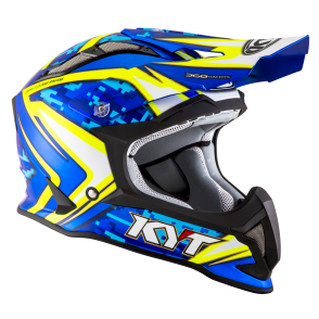 Kask Motocyklowy KYT STRIKE EAGLE REEF niebieski/żółty fluo - XL